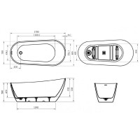 Ванна акриловая BelBagno BB704-1700-800-K, 170 х 80 см, слив-перелив в комплекте, белая