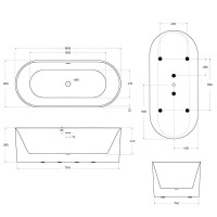 Ванна акриловая BelBagno BB705-1800-800, 180 х 80 см, слив-перелив в комплекте, белая