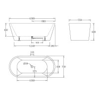 Ванна акриловая BelBagno BB71-1600-W0, 160 х 75 см, белая