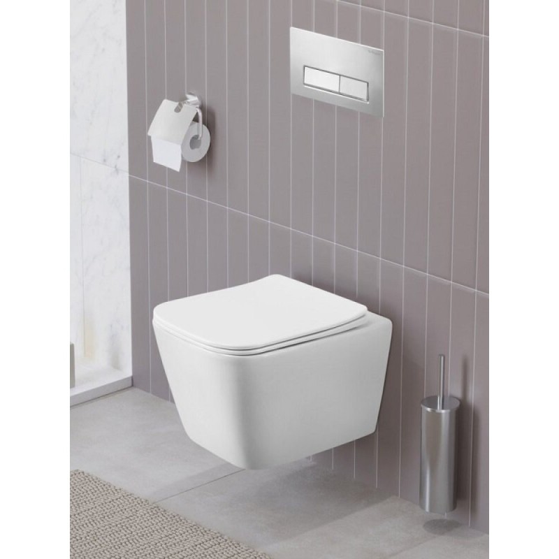 Подвесной унитаз BelBagno Kraft-Tor BB7106CH-TOR/SC, безободковый, смыв Tornado, сиденье микролифт, белый