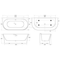 Ванна акриловая BelBagno BB711-1700-750, 170 х 75 см, слив-перелив в комплекте, белая
