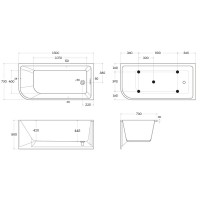 Ванна акриловая BelBagno BB712-1500-730-L/R, 150 х 75 см, слив-перелив в комплекте, белая