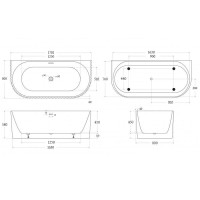 Ванна акриловая Belbagno BB713-1700-800, 170 x 80 см, слив-перелив в комплекте, белая