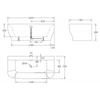 Ванна акриловая BelBagno BB74-1650, 165 x 80 см, белая