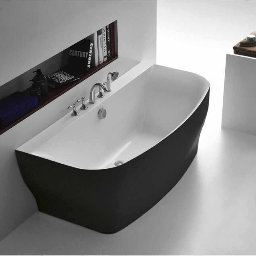 Ванна акриловая BelBagno BB74-NERO, 165 х 80 см, белая/черная