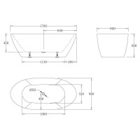 Ванна акриловая BelBagno 170 х 80 см, BB77-1700-W0