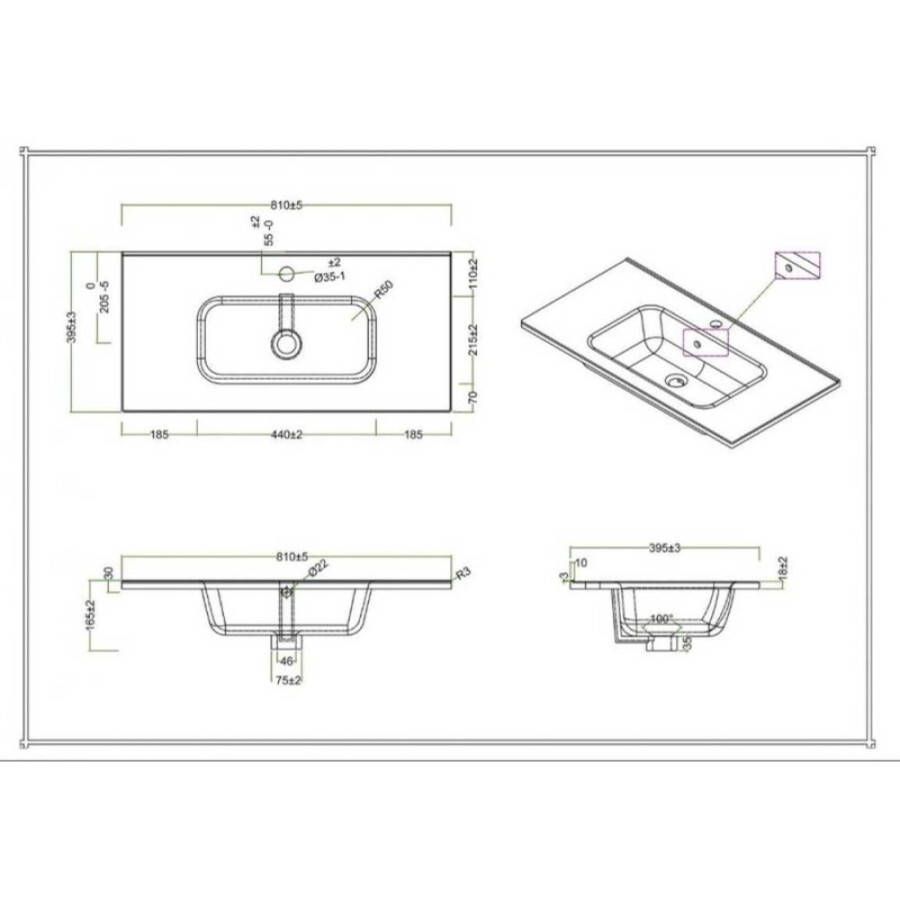 Раковина керамическая BelBagno BB800/390ETL, 81.5 x 39.8 x 16.7 см, белый