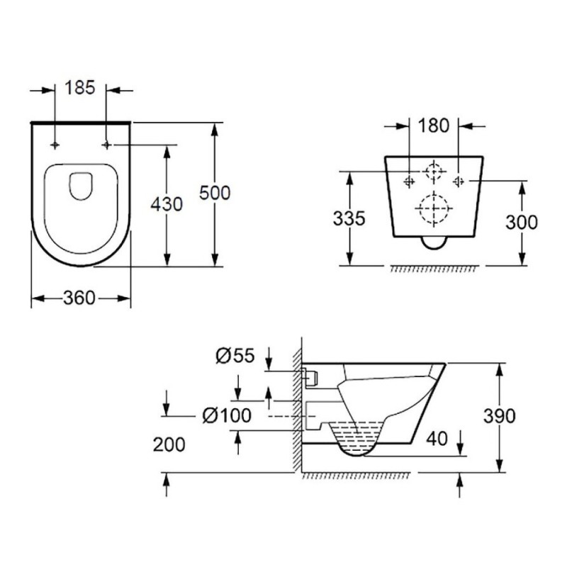 Подвесной унитаз (чаша) BelBagno Tre BB8001CHR, безободковый, белый