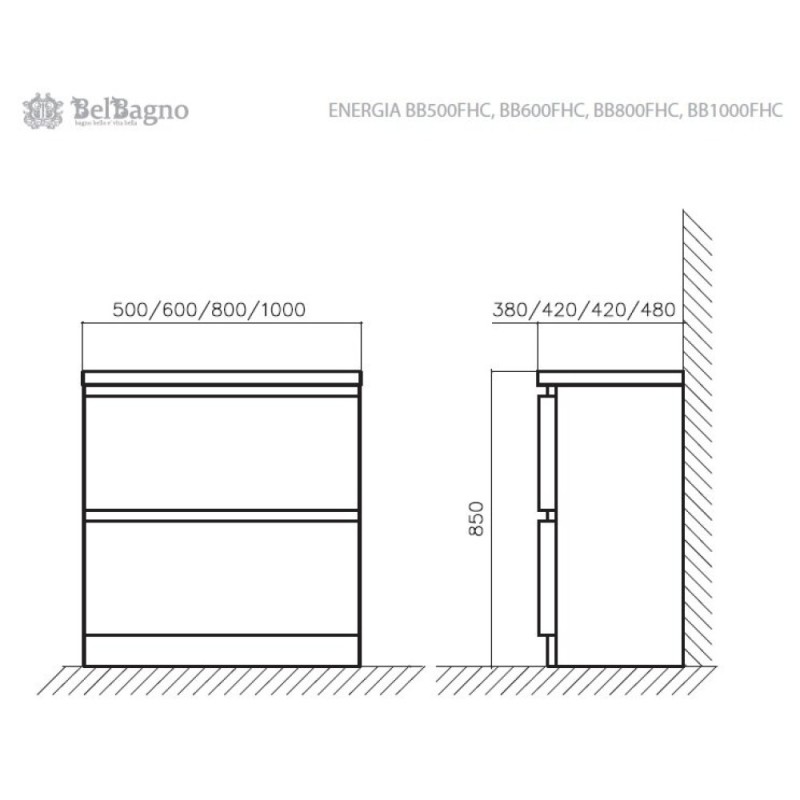 Тумба под раковину BelBagno Energia BB800FHC/TL, tortora lucido, бежевая