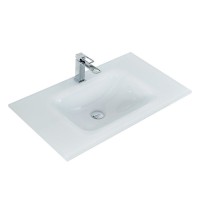 Раковина BelBagno 80 см, стеклянная, накладная, цвет белый, BB810/465-LV-VTR-BL