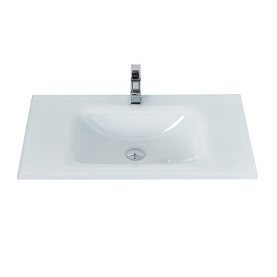 Раковина BelBagno 80 см, стеклянная, накладная, цвет белый, BB810/465-LV-VTR-BL