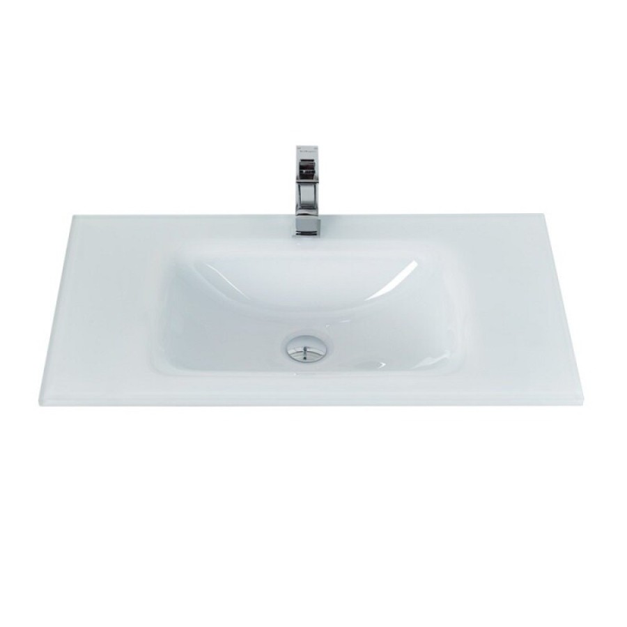 Раковина BelBagno 80 см, стеклянная, накладная, цвет белый, BB810/465-LV-VTR-BL