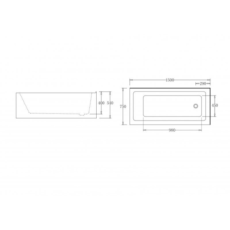 Ванна акриловая BelBagno BB82-1500-L, 150 х 75 см, левосторонняя, белая