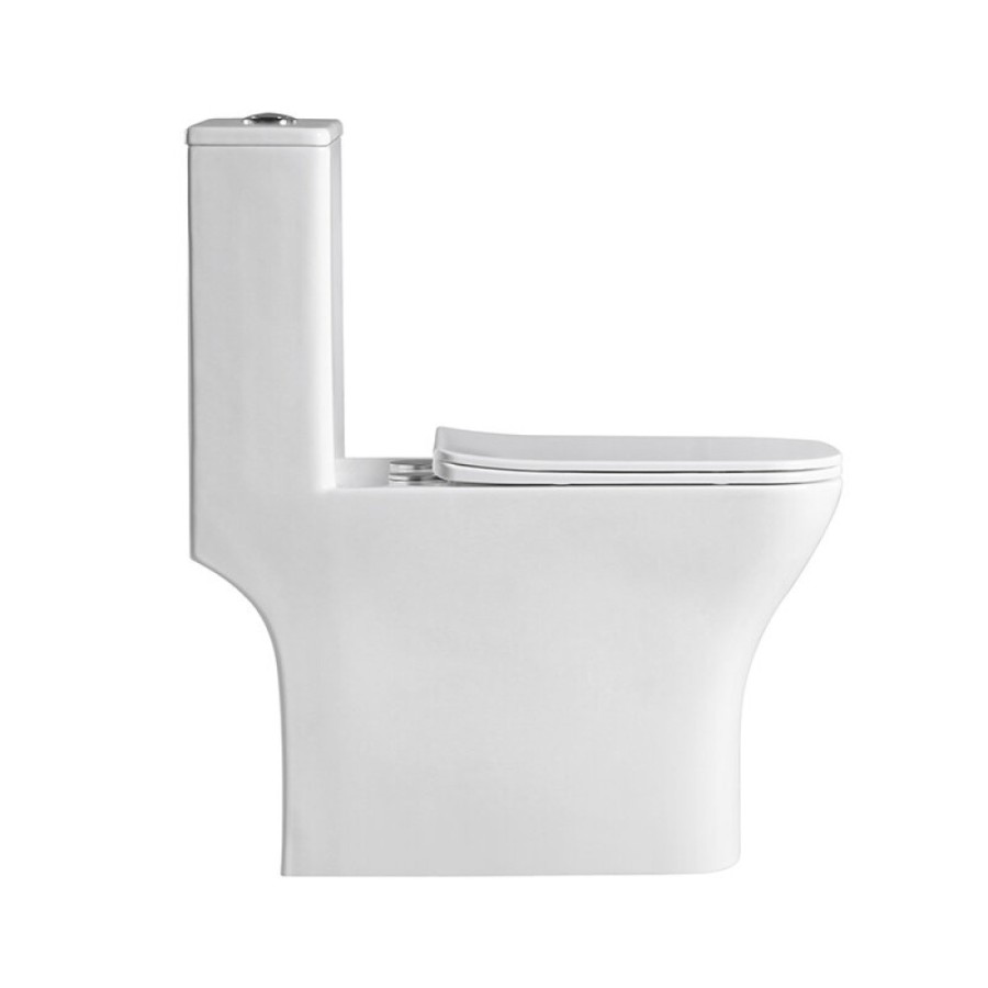 Унитаз моноблок BelBagno Neon BB8617CPR-MN/SC, безободковый, крышка-сиденье soft close, белый