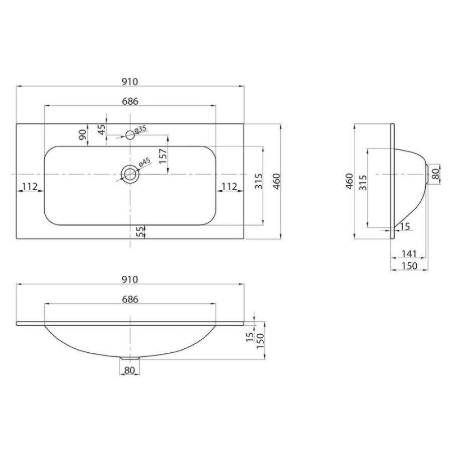 Раковина стеклянная BelBagno BB910/465-LV-VTR-BL, 91 x 46 x 15 см, без перелива, белая глянцевая
