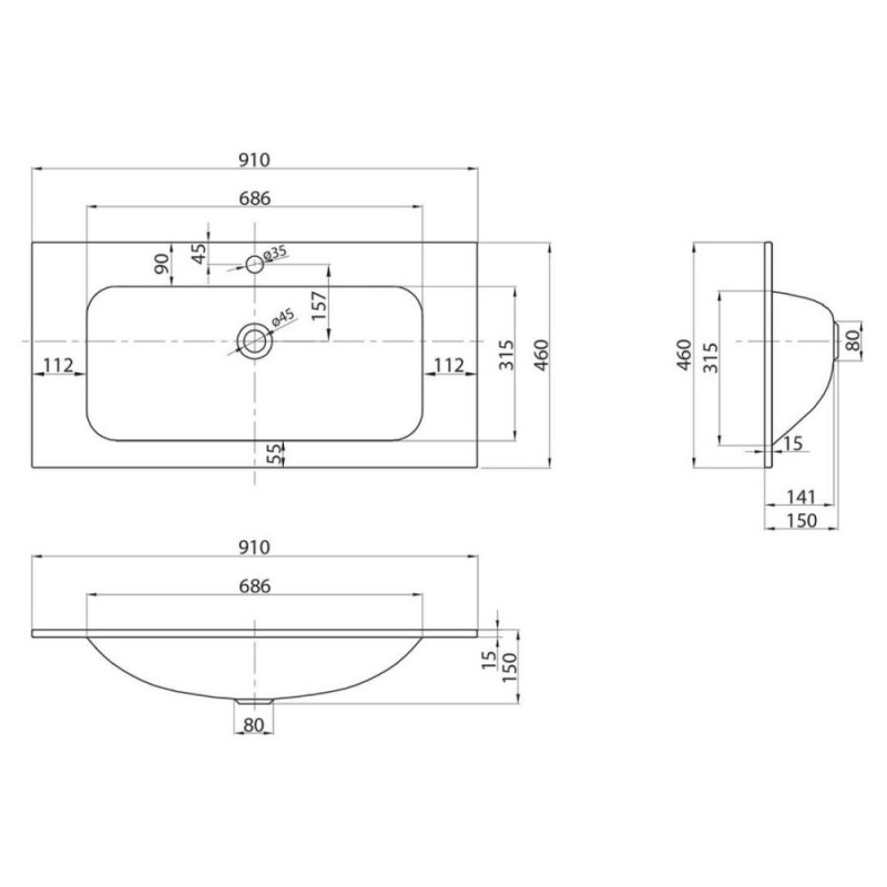 Раковина стеклянная BelBagno BB910/465-LV-VTR-BO, 91 x 46 x 15 см, без перелива, белая матовая