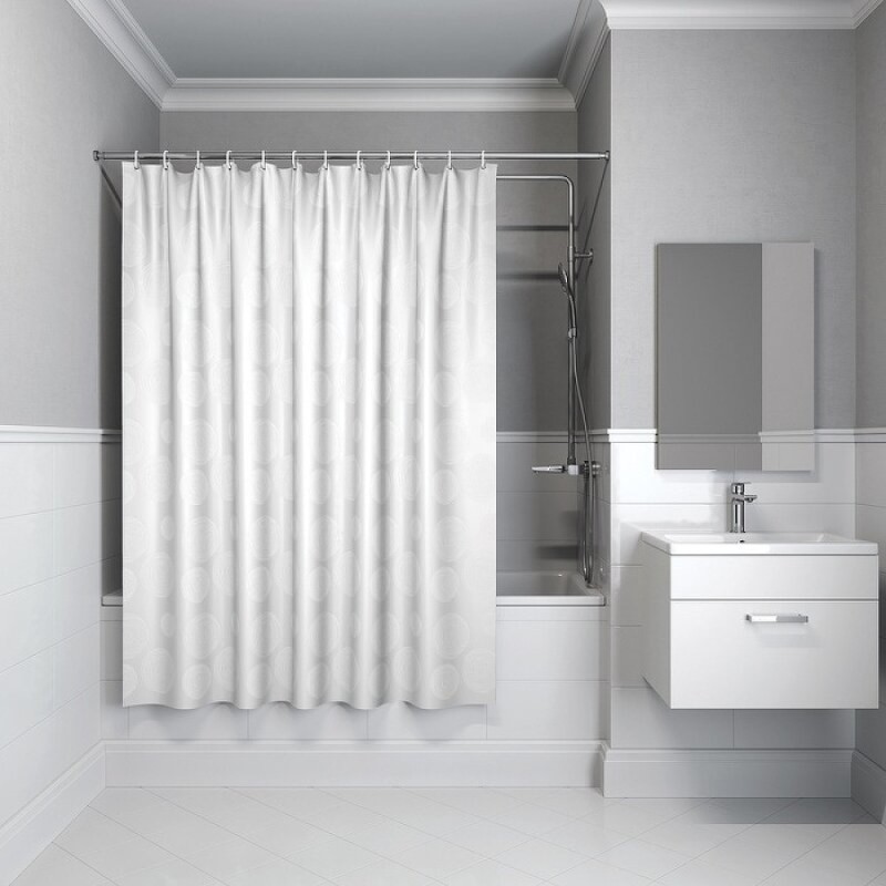 Штора для ванной комнаты Iddis Base BD01P18i11, 180 x 200 см, полиэстер, цвет белый