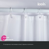 Штора для ванной комнаты Iddis Base BD01P18i11, 180 x 200 см, полиэстер, цвет белый