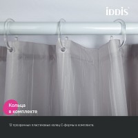 Штора для ванной комнаты Iddis Base BD02P24i11, 240 x 200 см, полиэстер, цвет светло-серый