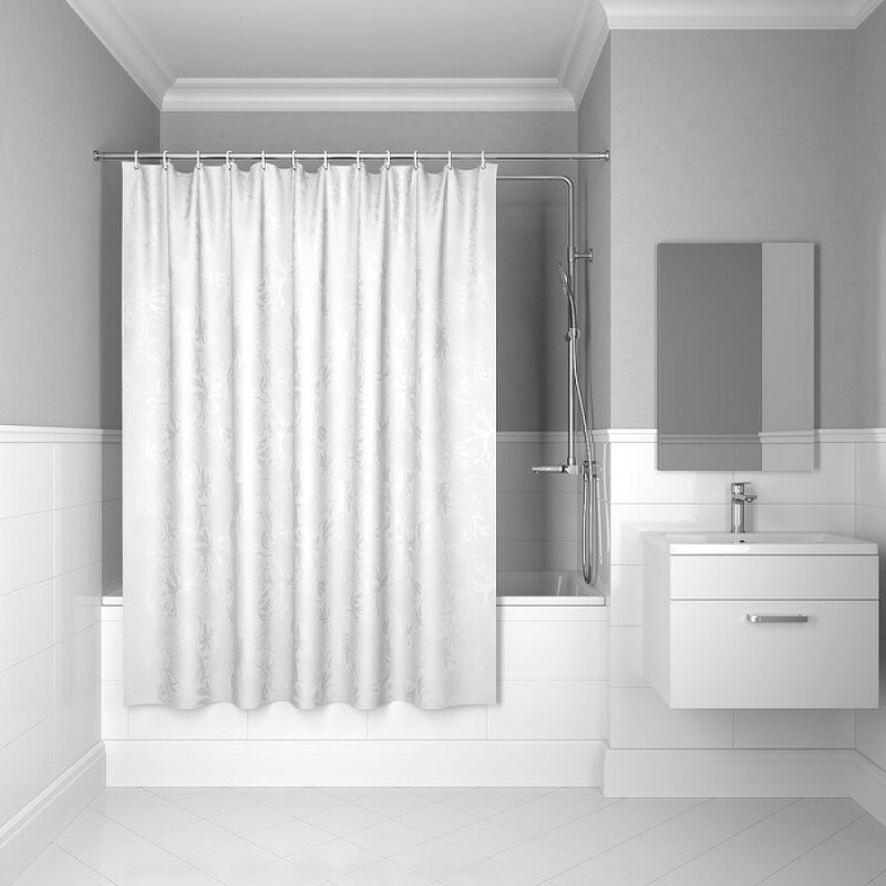 Штора для ванной комнаты Iddis Base BD03P18i11, 180 x 200 см, полиэстер, цвет белый