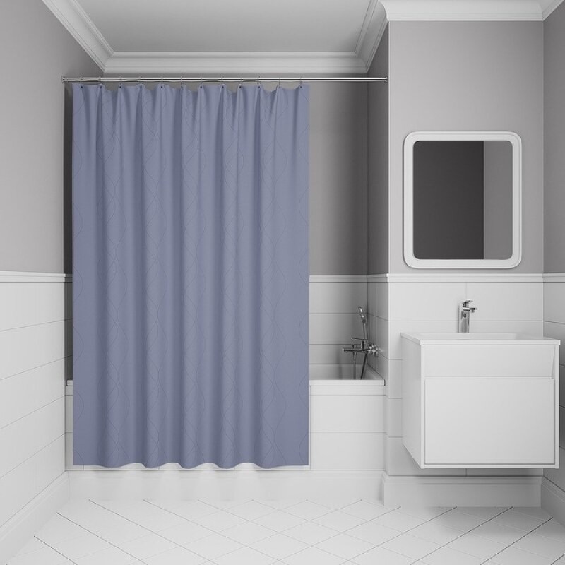 Штора для ванной комнаты Iddis Base BD03P24i11, 240 x 200 см, полиэстер, цвет серый