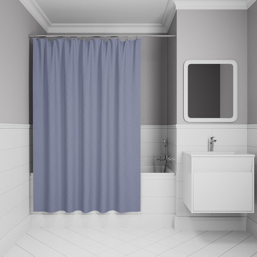Штора для ванной комнаты Iddis Base BD03P24i11, 240 x 200 см, полиэстер, цвет серый