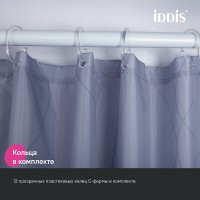 Штора для ванной комнаты Iddis Base BD03P24i11, 240 x 200 см, полиэстер, цвет серый