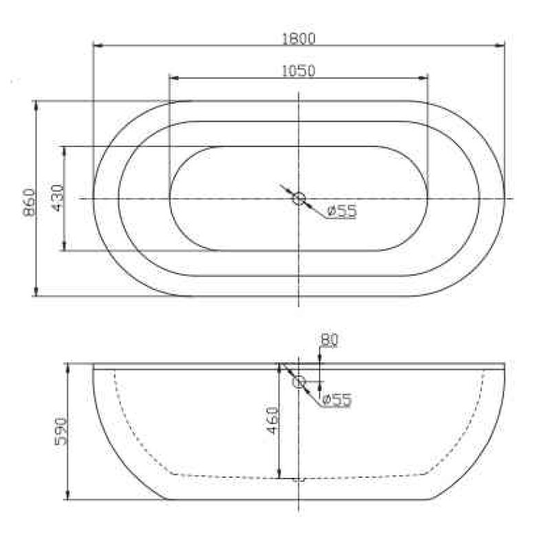 Акриловая ванна BELBAGNO BB13-1800