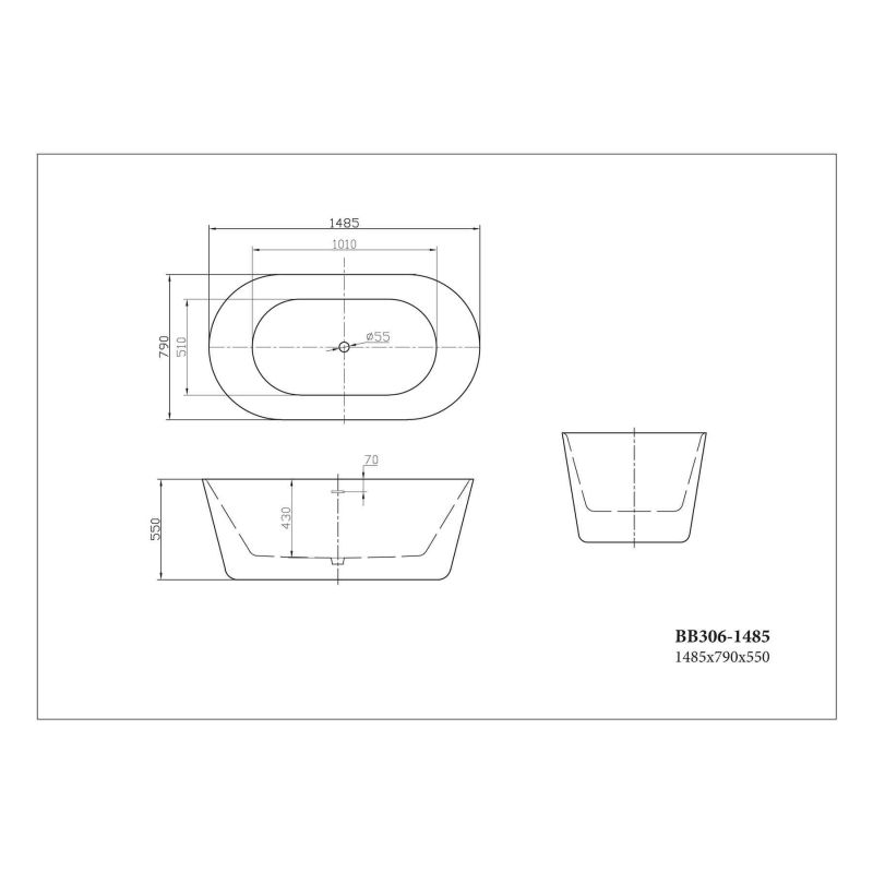 Акриловая ванна BELBAGNO BB306-1485