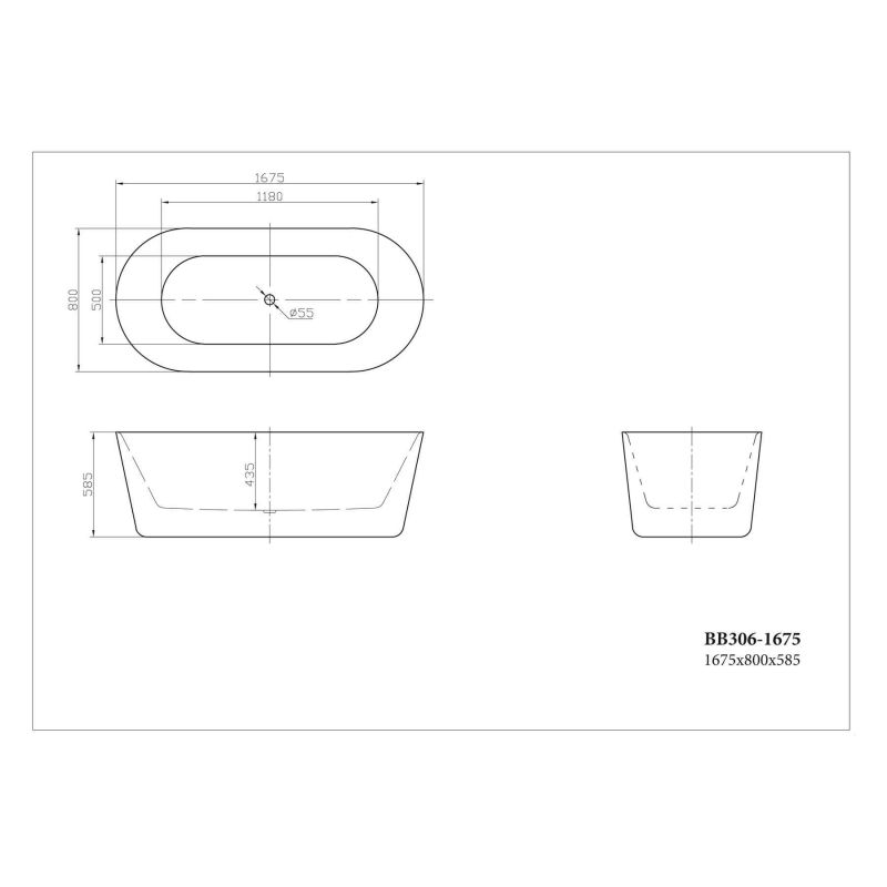 Акриловая ванна BELBAGNO BB306-1675