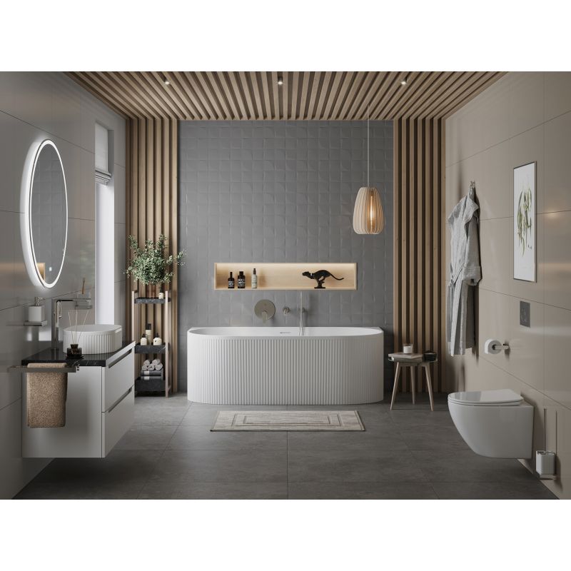 Акриловая ванна BELBAGNO BB412-1700-800-MATT, пристенная, белая матовая