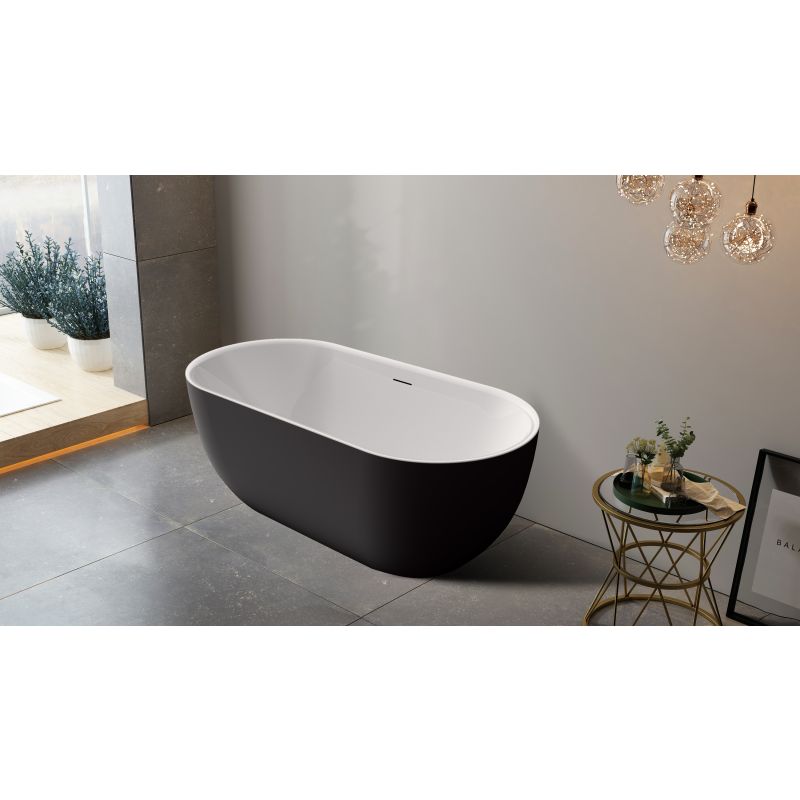 Акриловая ванна BELBAGNO BB70-1700-800-W/NM Белый Глянец внутри, черный матовый снаружи