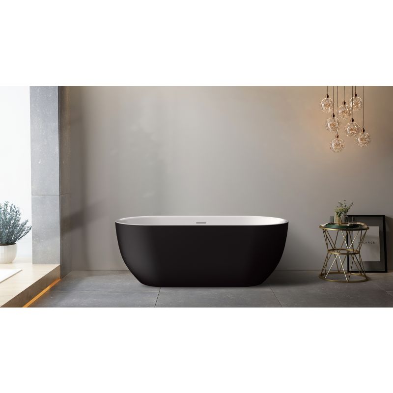 Акриловая ванна BELBAGNO BB70-1700-800-W/NM Белый Глянец внутри, черный матовый снаружи