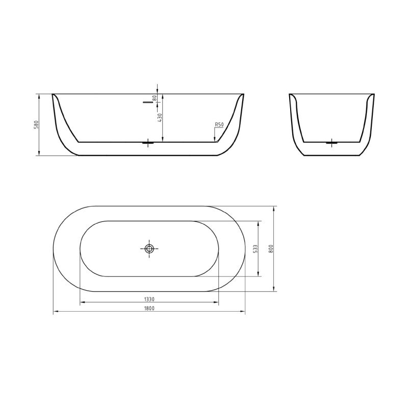 Акриловая ванна BELBAGNO BB706-1800-800