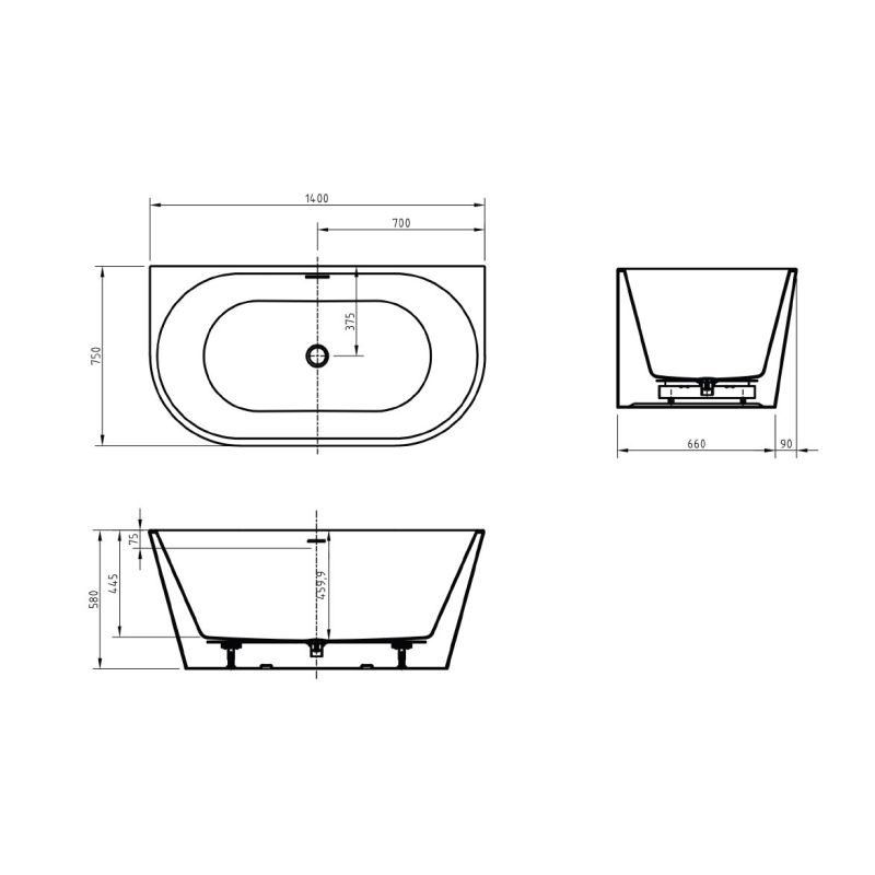 Акриловая ванна BELBAGNO BB710-1400-750