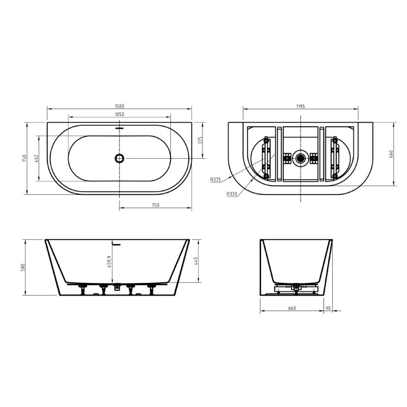 Акриловая ванна BELBAGNO BB710-1500-750