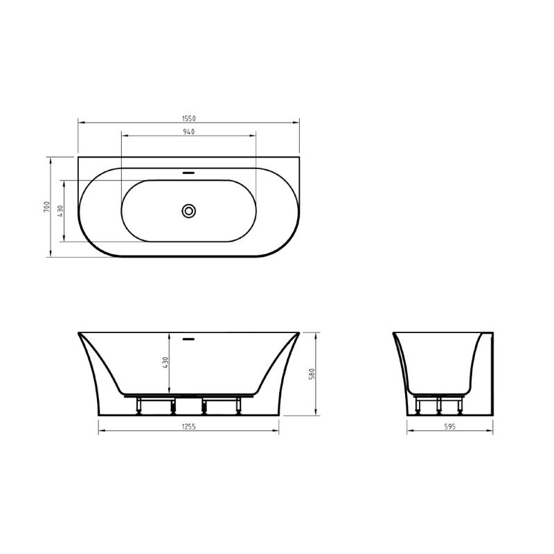 Акриловая ванна BELBAGNO BB711-1550-700