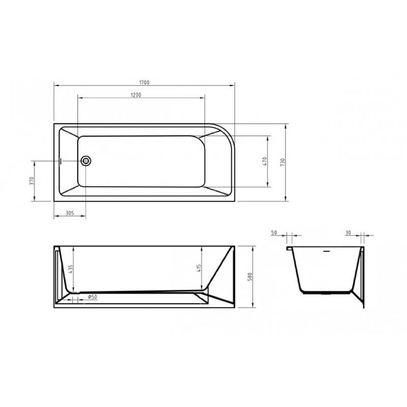 Акриловая ванна BELBAGNO BB712-1700-730-R