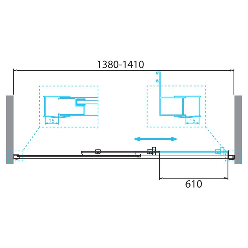 Душевая дверь BelBagno DUE-BF-1-140-C-Cr