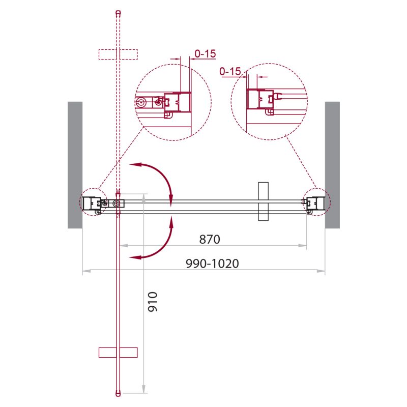 Душевая дверь BelBagno MARMI-B-1-100-C-Cr