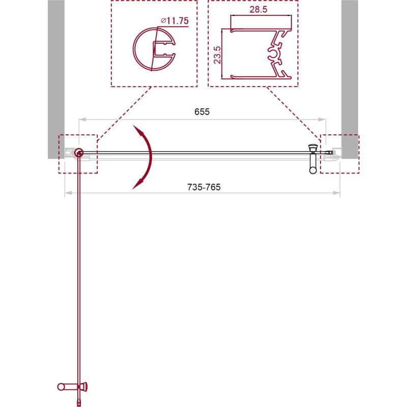 Душевая дверь BelBagno UNO-B-1-75-C-Cr
