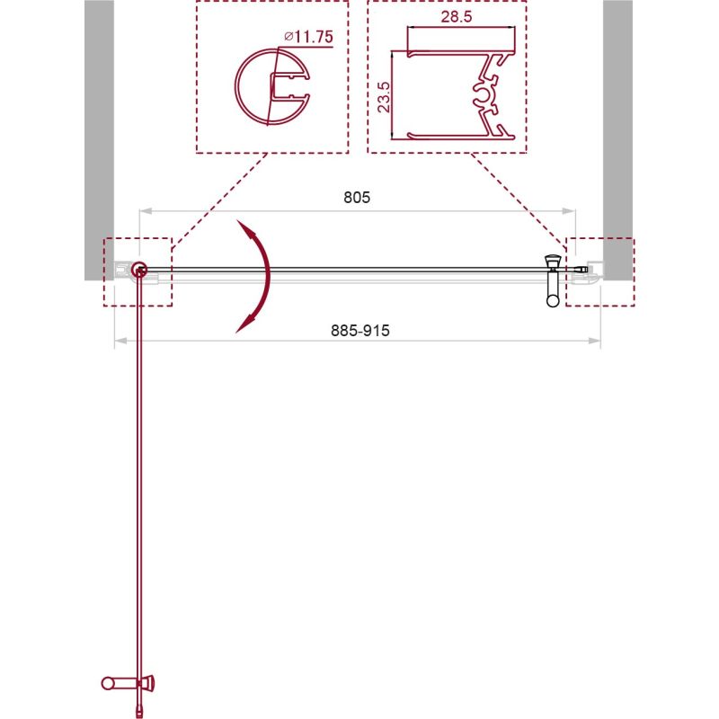 Душевая дверь BelBagno UNO-B-1-90-P-Cr