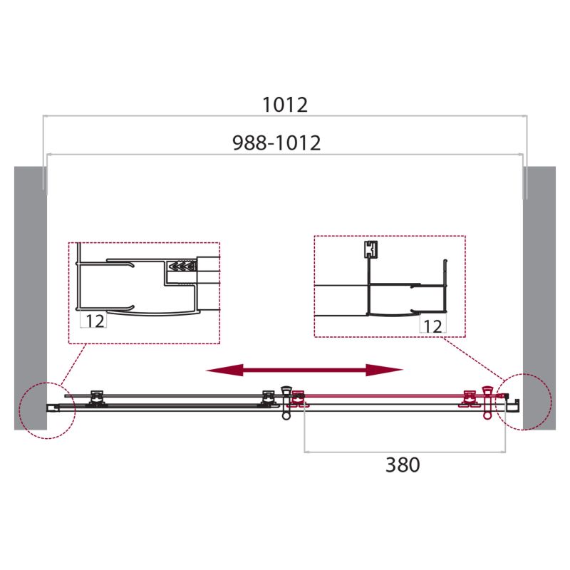 Душевая дверь BelBagno UNO-195-BF-1-100-P-Cr