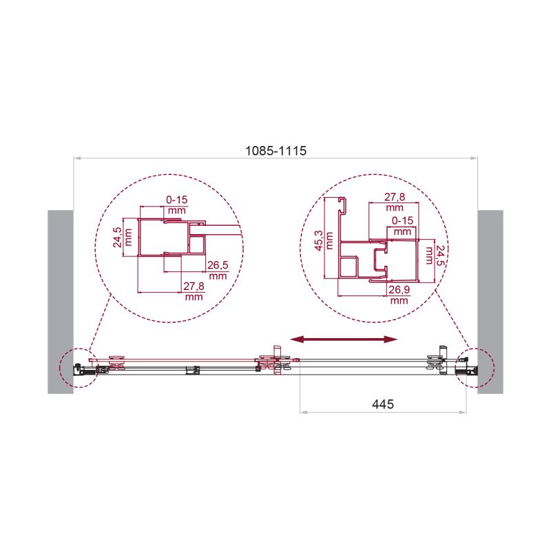 Душевая дверь BelBagno LUCE-BF-1-110-C-Cr