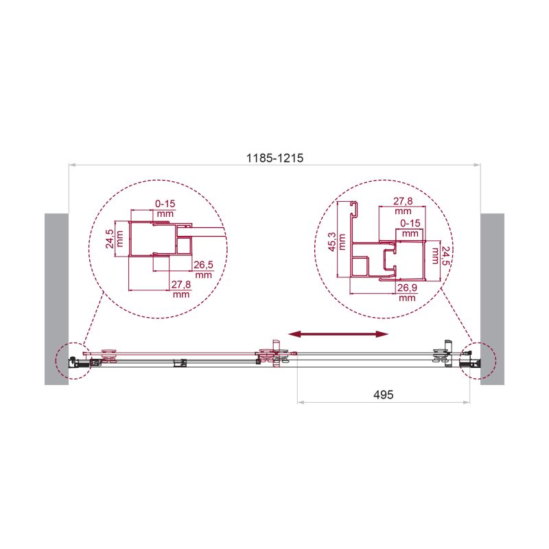 Душевая дверь BelBagno LUCE-BF-1-120-C-ORO