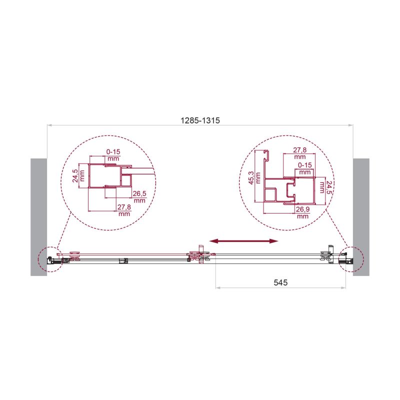 Душевая дверь BelBagno LUCE-BF-1-130-C-Cr