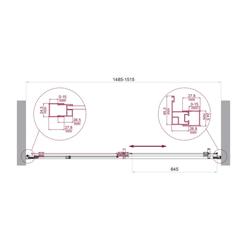 Душевая дверь BelBagno LUCE-BF-1-150-C-Cr