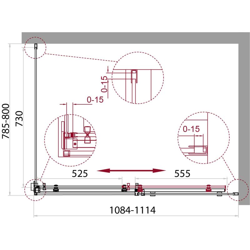Душевой уголок BelBagno ACQUA-AH-1-110/80-C-Cr