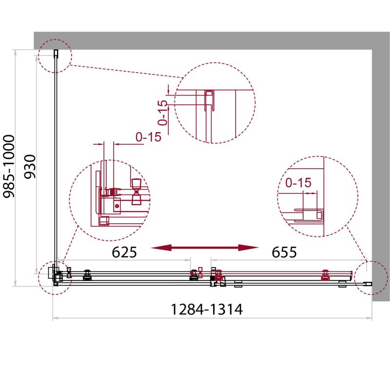 Душевой уголок BelBagno ACQUA-AH-1-130/100-C-Cr