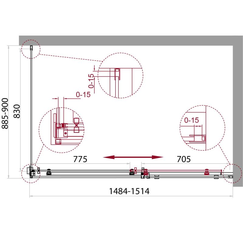 Душевой уголок BelBagno ACQUA-AH-1-150/90-C-Cr